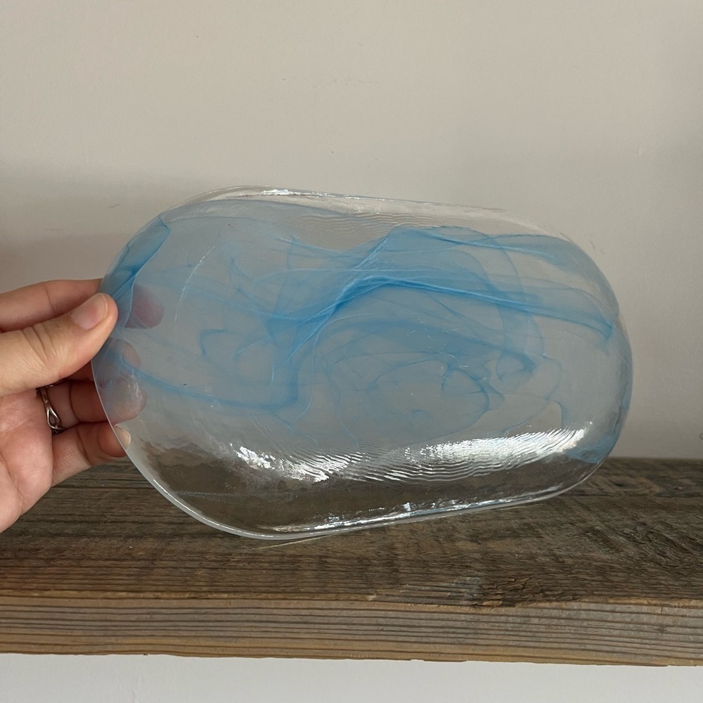 Blue swirl art glass tray platter - Picture 5 of 5